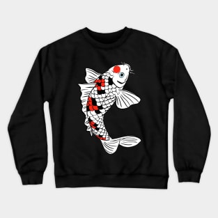 Jumping Koi Carp Fish with Red Black White Scales and Blue Eyed Crewneck Sweatshirt
